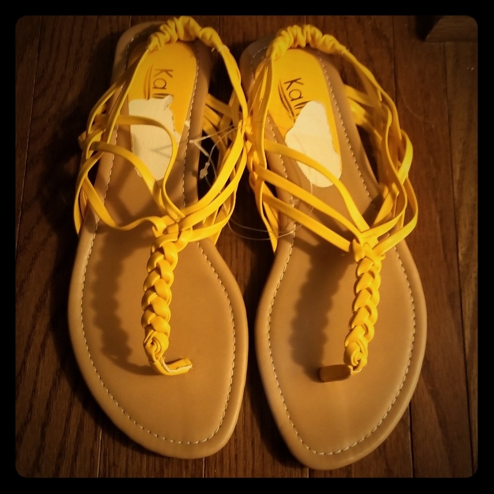 Yellow strappy sandals